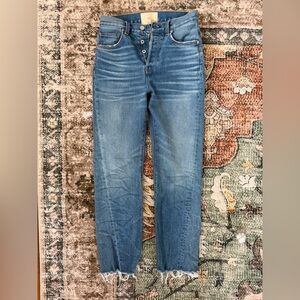 CQY Straight Leg Jeans Size 26 Button Fly Raw Hem Denim Made in USA